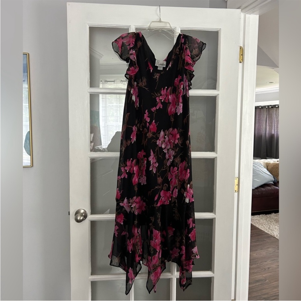 Signature JMD Vintage Black and Pink Floral Dress